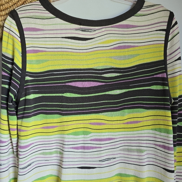 Aldo Martins, Multi Abstract V-neck Zip Front Stretch Knit Cardigan, SZ 10 - Picture 6 of 11